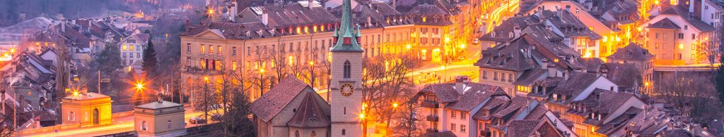 Old Town of Bern, capital of Switzerland in Europe at twilight